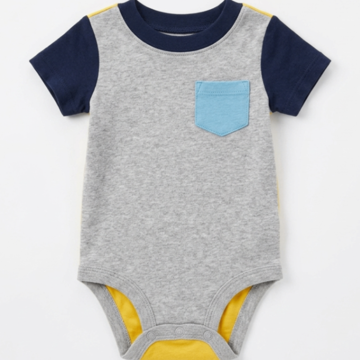 image_full_1485051790.png بادی آستین کوتاه نوزادی برند Carter's مدل Pocket Bodysuit (سایز NB / مناسب نوزاد تازه متولد شده) - Image 1